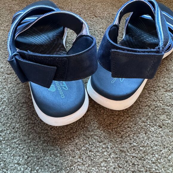 Clarks Cloudsteppers Mira Lily Sandals Womens 8 Navy Combi Striped Strappy Shoes - Picture 6 of 10
